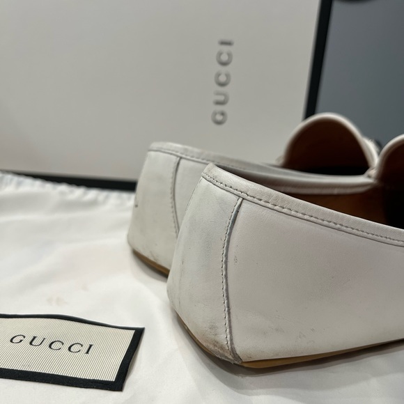 AUTHENTIC GUCCI MENS WHITE LEATHER LOAFERS - Picture 5 of 11